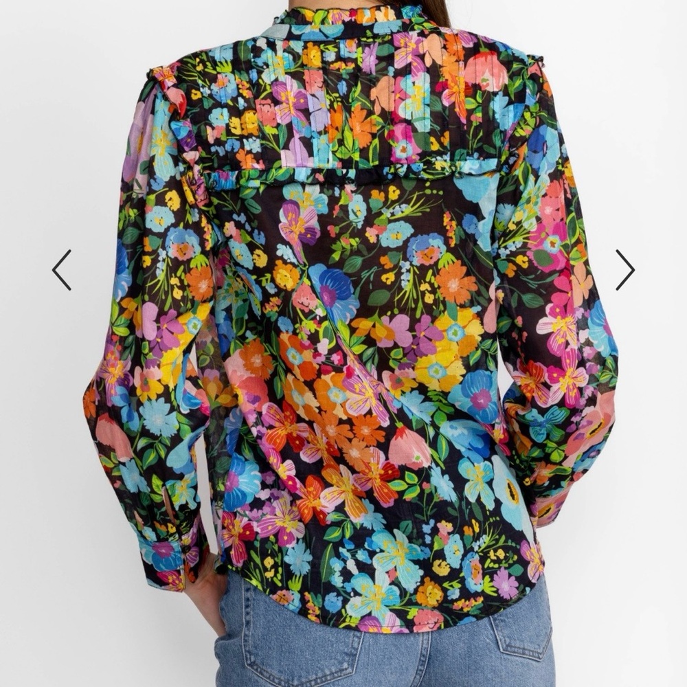 Johnny Was Wild Bloom Ruffle Yoke Blouse XXL - Picture 5 of 15